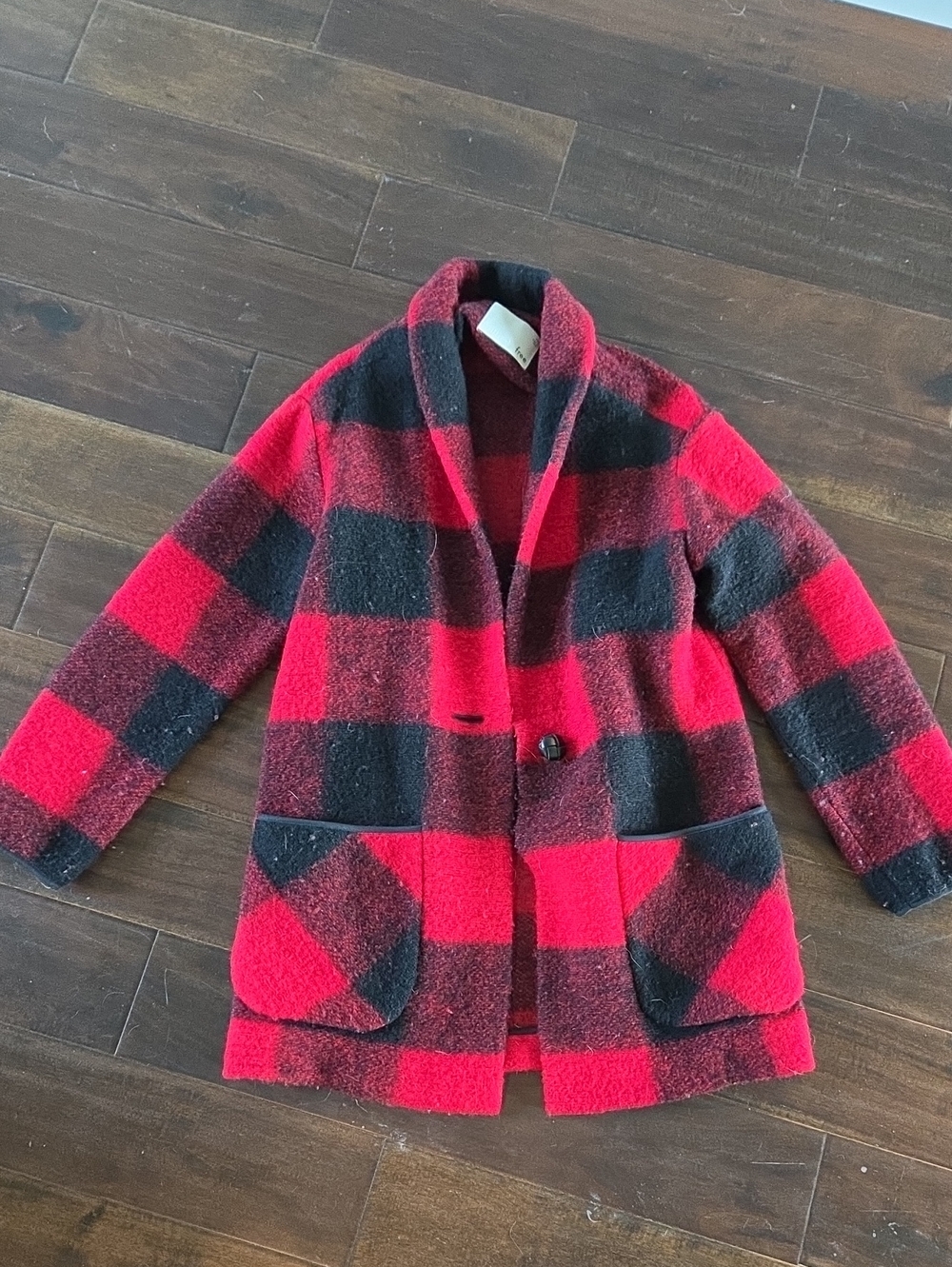 Wilfred Free Red & Black Buffalo Plaid Coat